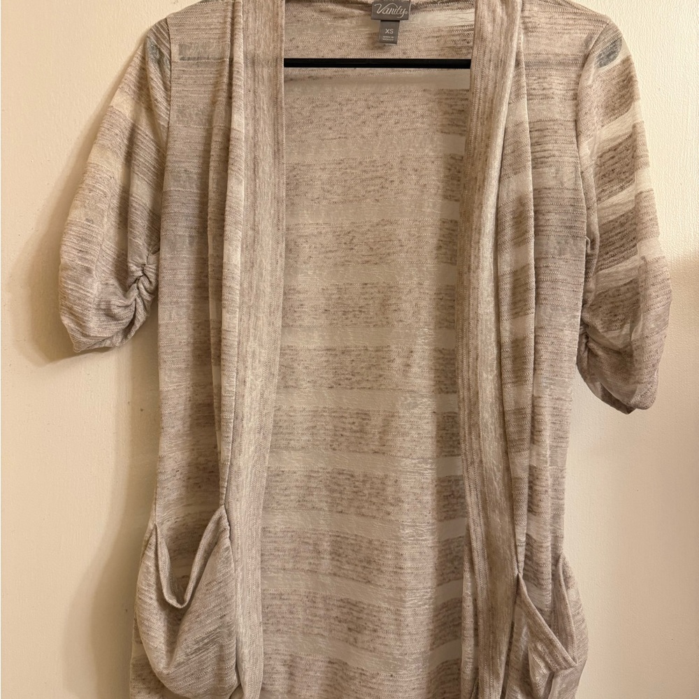 Vanity Light Brown Open-Front Cardigan